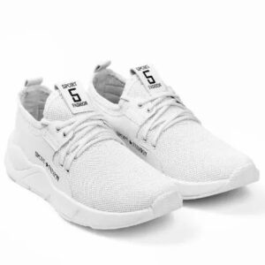 White Solid Running Shoes For Men